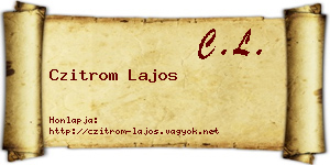 Czitrom Lajos névjegykártya